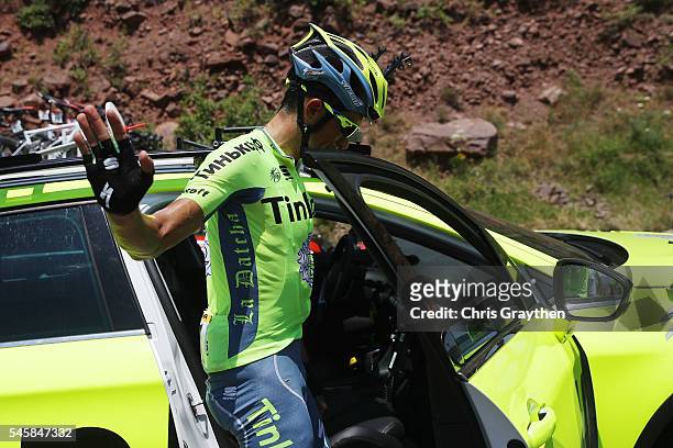 Alberto Contador of Spain riding for Tinkoff during stage nine of the 2016 Le Tour de France, a 184.5km stage from Vielha Val d'Aran to Andorre...