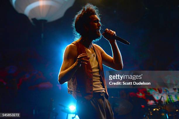 Singer Alex Ebert of Edward Sharpe and the Magnetic Zeros performs onstage at the Annenberg Space for Photography's "Sound in Focus" event on July 9,...