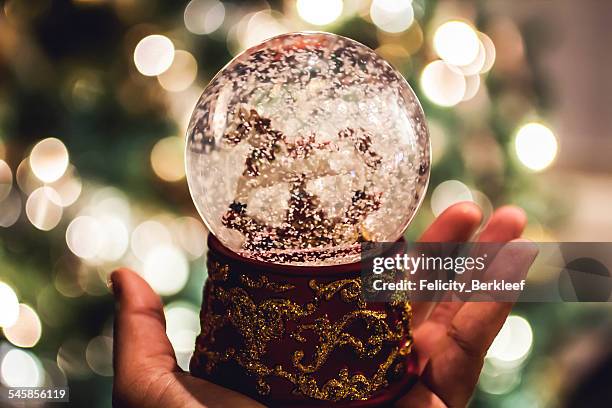 close-up of snow globe - snow globe stock pictures, royalty-free photos & images