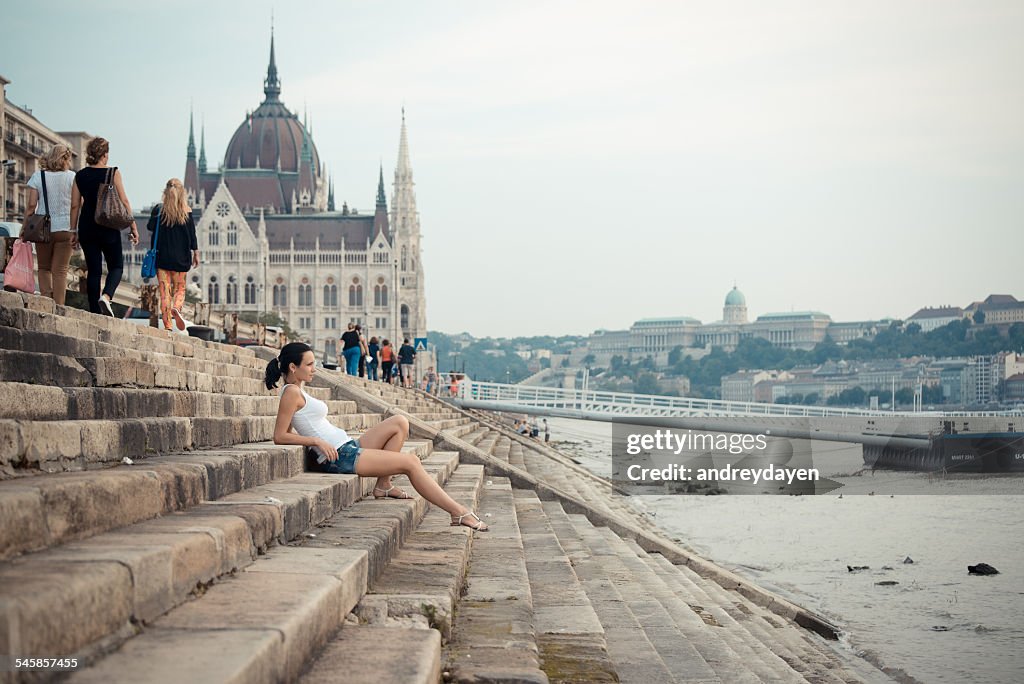 Hungary, Budapest, Tourist in city