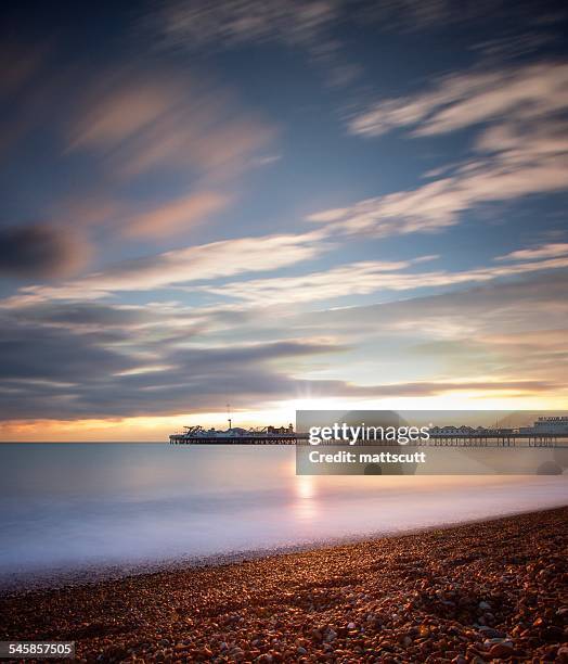 usa, new york, new york city, view of brighton beach during sunset - mattscutt stock pictures, royalty-free photos & images