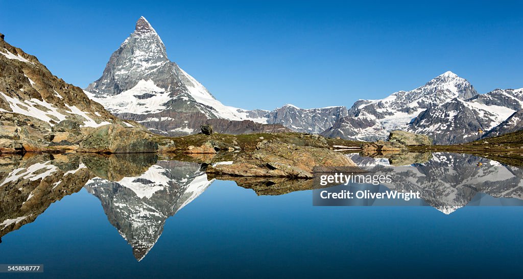 Switzerland, Matterhorn reflected in Riffelsee Lake