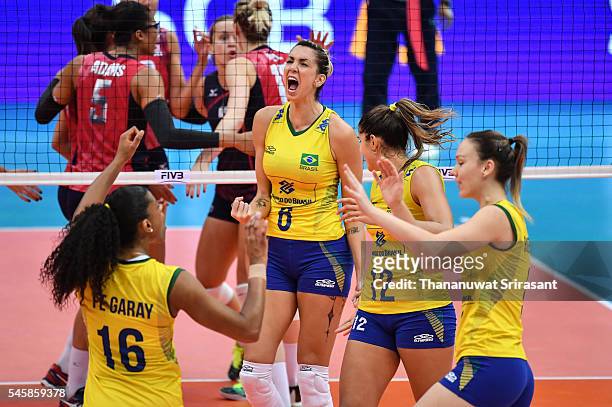 Thaisa Menezes of Brazil during day five of the FIVB World Grand Prix Group 1 Final on July 10, 2016 in Bangkok, Thailand.