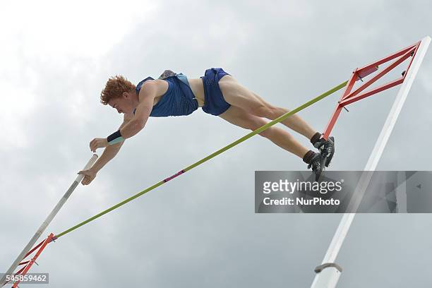 Shawnacy Barber during Men Pole Vault final, on the third day of the 2016 Canadian Track &amp; Field Championship and Rio Selection Trials, at Foote...
