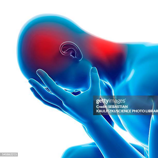 human headache, illustration - touching neck stock illustrations