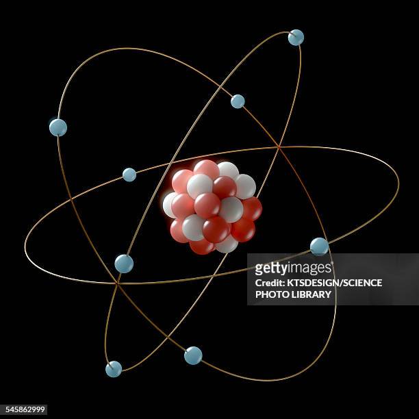 atomic model, illustration - nucleus stock illustrations