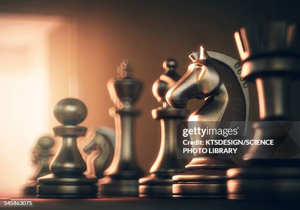 chess board and pieces, illustration - preparation stock illustrations