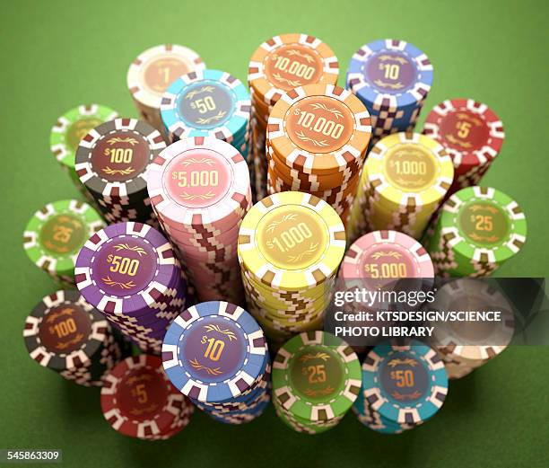 stacks of gambling chips, illustration - gambling table stock illustrations