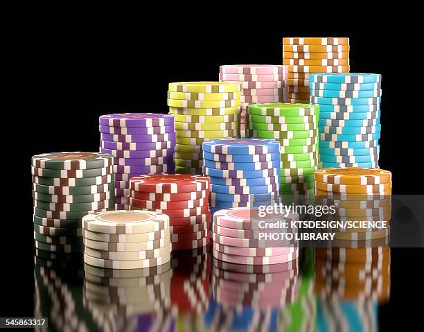 stacks of gambling chips, illustration - poker chip stack stock illustrations