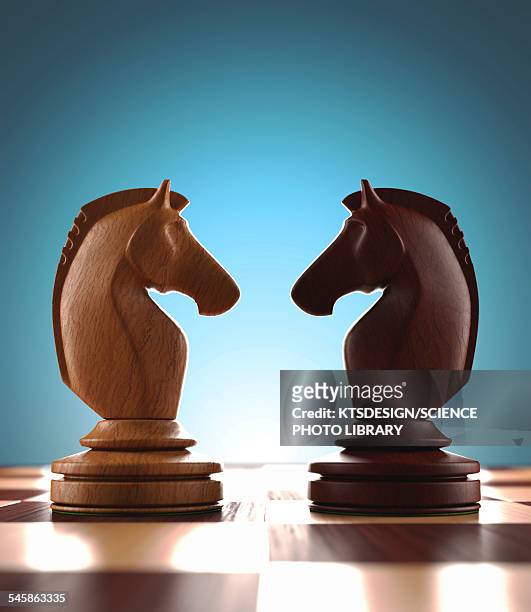 knight chess pieces, illustration - 3d chess stock illustrations