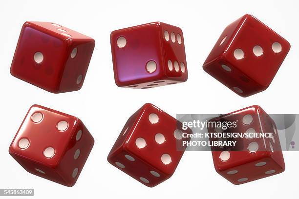 six red di, illustration - red dice stock illustrations