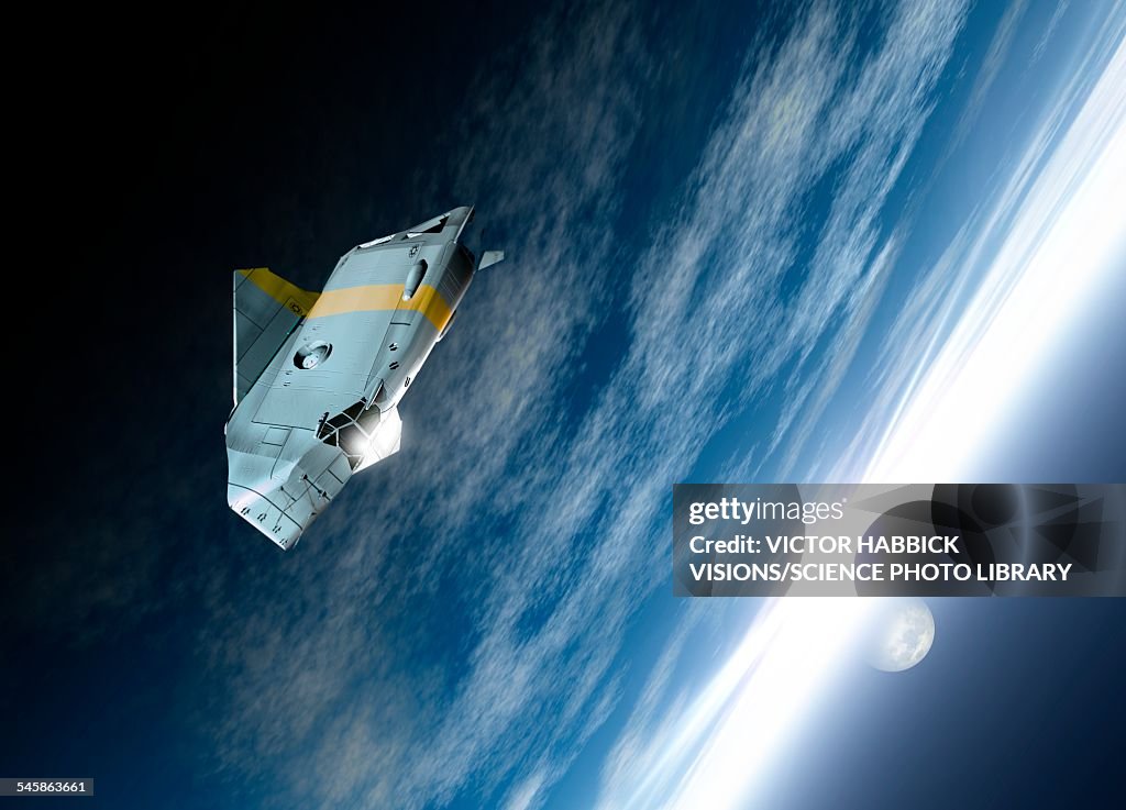 Spacecraft in Earths orbit, illustration
