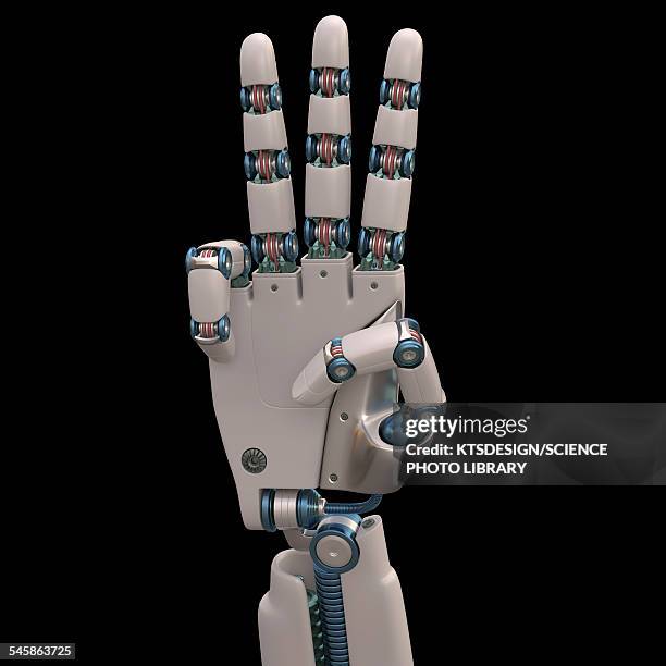 robotic hand, illustration - counting machine stock illustrations