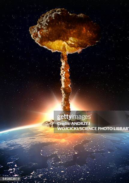 nuclear bomb explosion, illustration - nuklearwaffe stock-grafiken, -clipart, -cartoons und -symbole