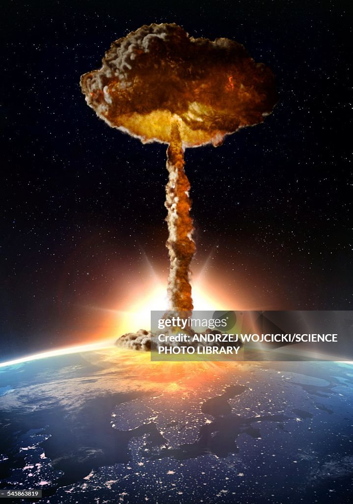 Nuclear bomb explosion, illustration