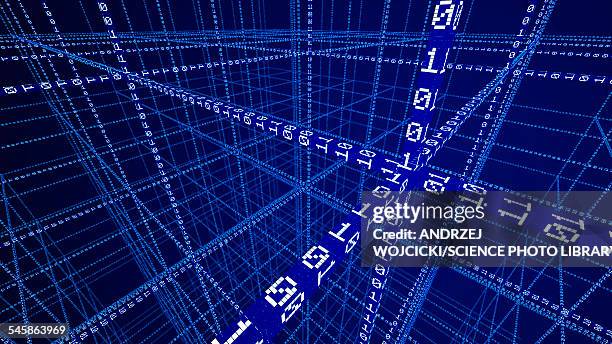 big data, illustration - rendering of binary code pattern stock illustrations