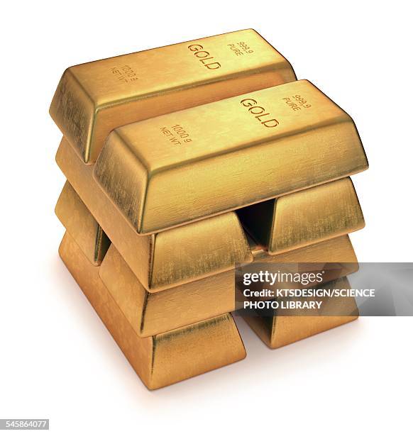 illustrazioni stock, clip art, cartoni animati e icone di tendenza di gold bullion, illustration - lingotto