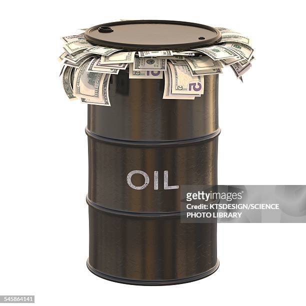 oil barrel with us dollars, illustration - naturvorkommen stock-grafiken, -clipart, -cartoons und -symbole