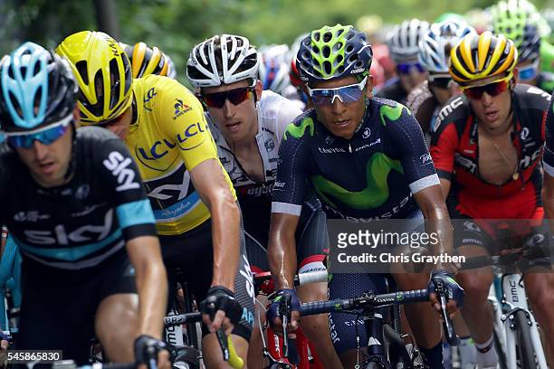 Nairo Alexander Quintana of Colombia riding for Movistar Team rides in the peloton during stage nine of the 2016 Le Tour de France, a 184.5km stage...