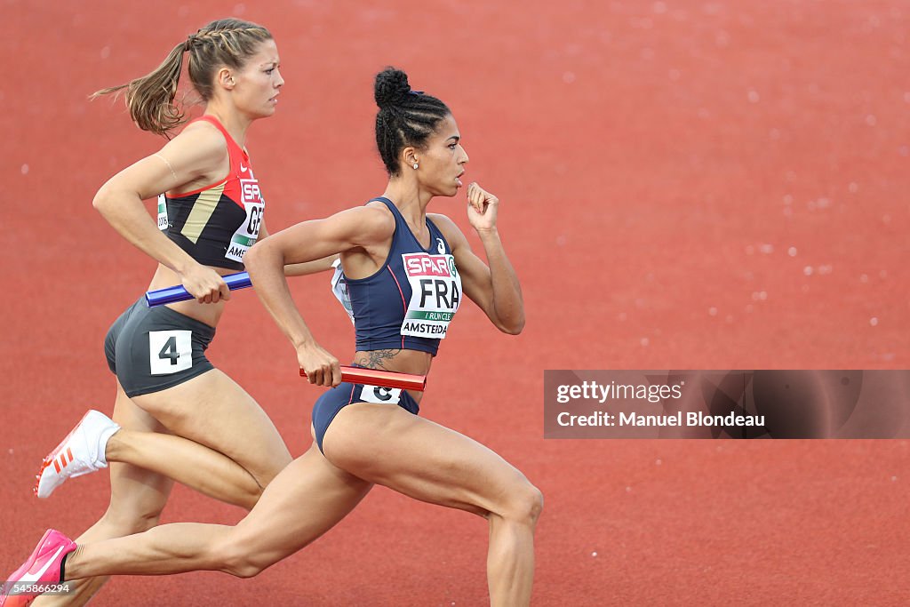 Floria Guei of France in action during the final of the 4x400M Relay