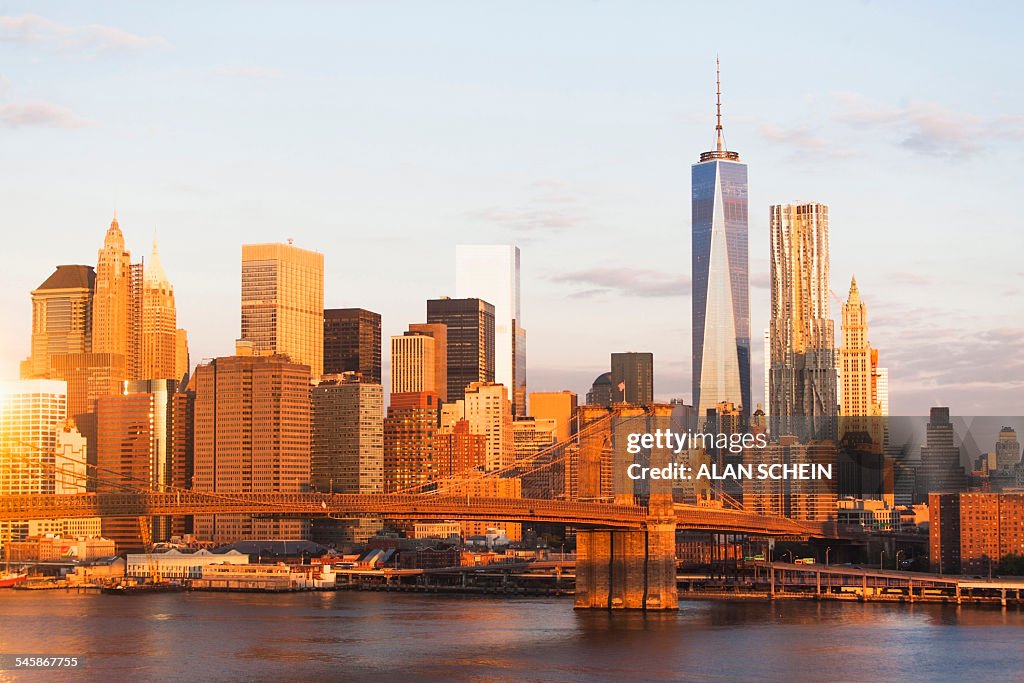 USA, New York State, New York City, Cityscape at dusk