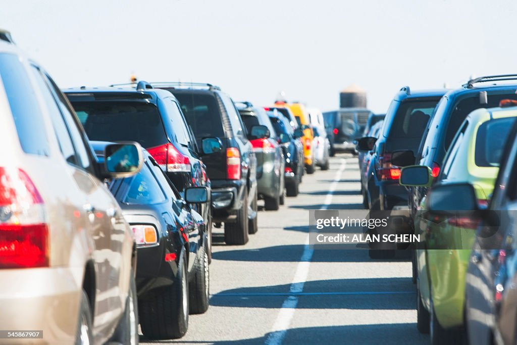 USA, New York State, New York City, Cars in traffic jam