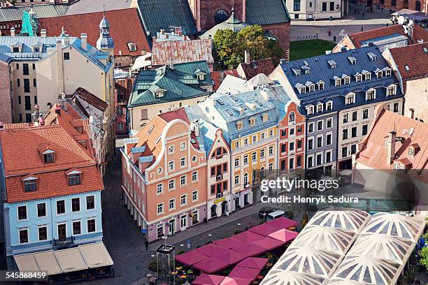 latvia, riga, old town architecture - riga stock-fotos und bilder