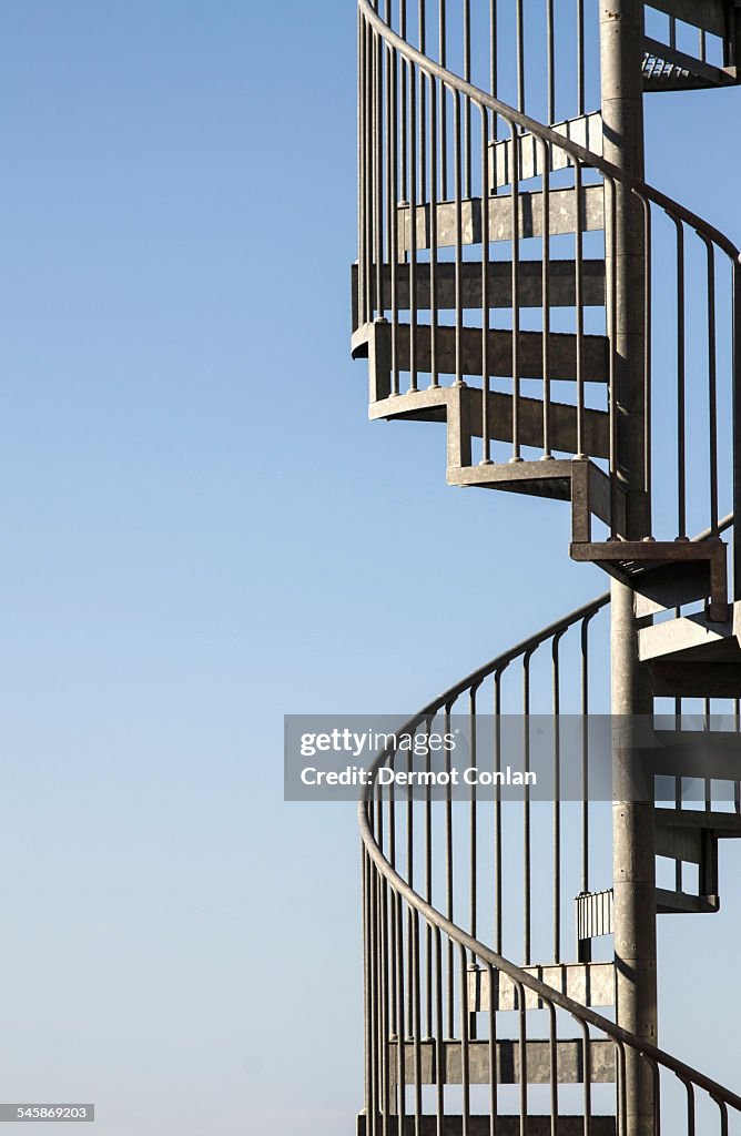 USA, Massachusetts, Metal stairway against blue sky