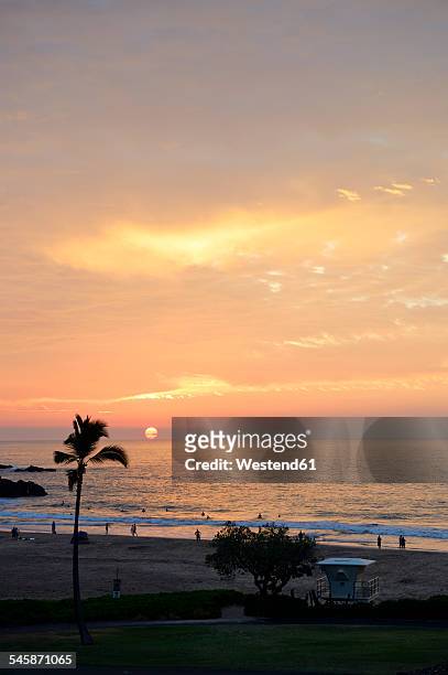 usa, hawaii, big island, hapuna beach, sunset at kohala coast - hapuna beach 個照片及圖片檔