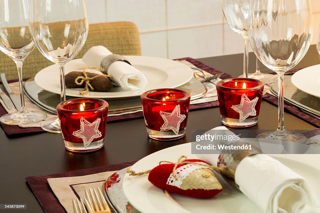 Festive laid dinner table