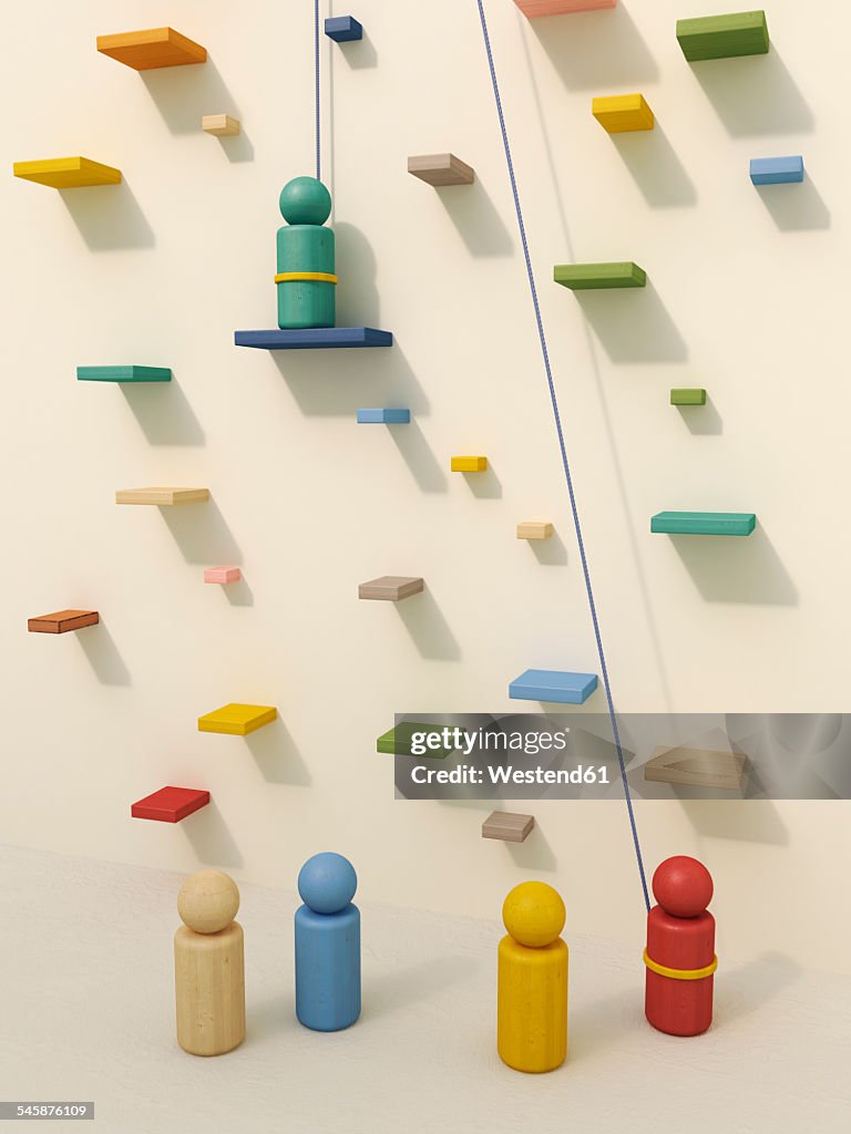 3D rendering of game pieces in climbing gym
