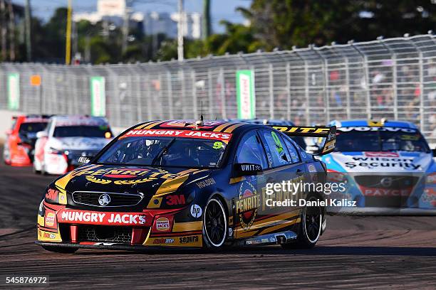 David Reynolds drives the Erebus Motorsport Penrith Racing Holden Commodore VF during race 2 for the Townsville 400 at Reid Park on July 10, 2016 in...