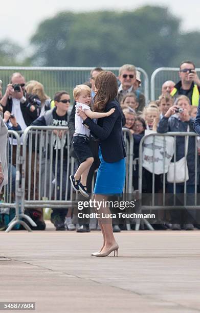 Catherine, Duchess of Cambridge and Prince George during Visit The Royal International Air Tattoo at RAF Fairford on July 8, 2016 in Fairford,...