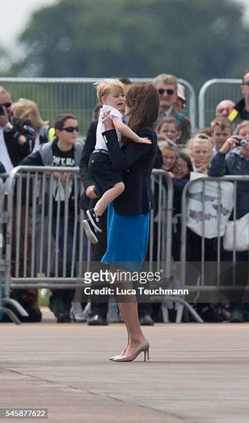 Catherine, Duchess of Cambridge and Prince George during Visit The Royal International Air Tattoo at RAF Fairford on July 8, 2016 in Fairford,...