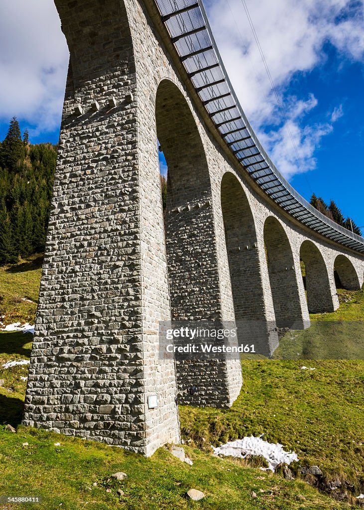 Switzerland, Grisons, Surselva Valley, railway bridge