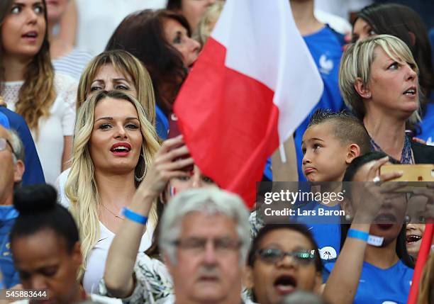 Ludivine Payet, wife of Dimitri Payet of France is seen prior to the UEFA EURO 2016 Final match between Portugal and France at Stade de France on...