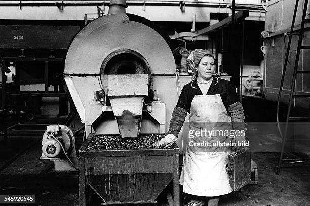 Arbeiterin in einem Betrieb fürlandwirtschaftliche Maschinenin der Provinz Krasnordan- 1988