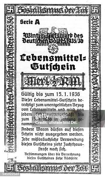 Lebensmittelgutschein des WHW 1935 / 1936- veröffentlicht