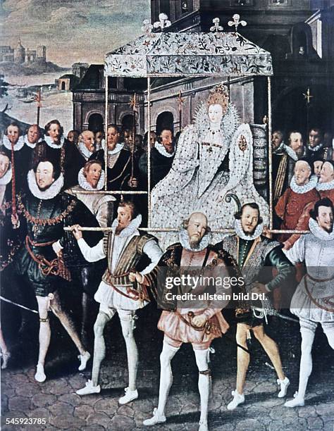 Königin von England 1558-1603Königin Elisabeth I. Wird in einer Sänfte getragenGemälde- ohne Jahr