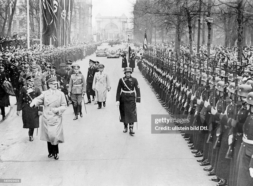 Hitler Rule Speech by Adolf Hitler about 5 years of Nazi rule;Hitler is walking ...