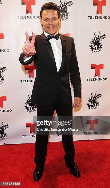 Singer Pedro Fernandez poses during Telemundo "La Voz Kids" Finale red carpet at Universal Orlando on July 9, 2016 in Orlando, Florida.