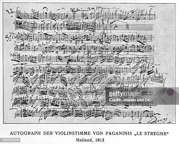 Niccolo Paganini *27.10.1782-27.05.1840+Musiker, Violinist, Komponist; Italien- Autograph der Violinstimme von Paganinis `Le Streghe'- 1813