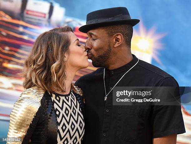 Dancers Allison Holker and husband Stephen Laurel "tWitch" Boss arrive at the premiere of Sony Pictures' "Ghostbusters" at TCL Chinese Theatre on...