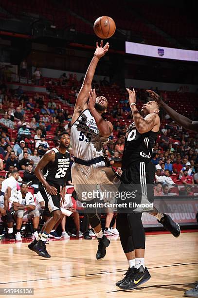 Jabril Trawick of D-League shoots the ball against the Milwaukee Bucks during 2016 Summer League on July 10, 2016 at the Thomas & Mack Center in Las...