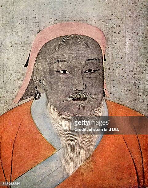 Genghis Khan Genghis Khan ca. *1162-1227+ Founder of the Mongol Empire portrait depicting Genghis Khan around 1220 - 13th century