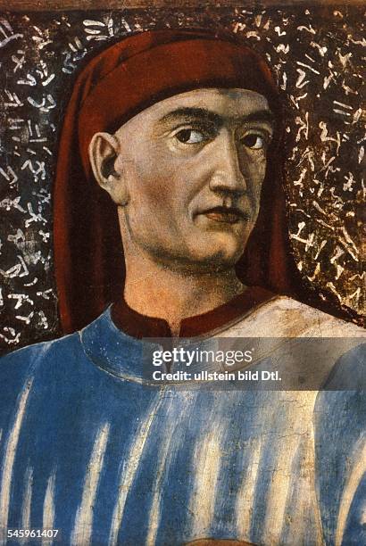 Paintings Giovanni Boccaccio 1313-21.12.1375 Writer, poet, Italy - portrait fresco by Andrea del Castagno originally from Villa Carducci, Legnaia....