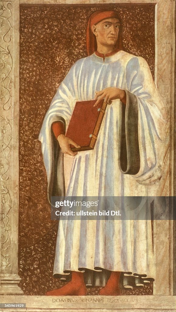 Renaissance Mural paintings & frescos Giovanni Boccaccio 1313-21.12.1375 Writer, Italy portrait - fresco by Andrea del Castagno (1423-1457) - 14th century