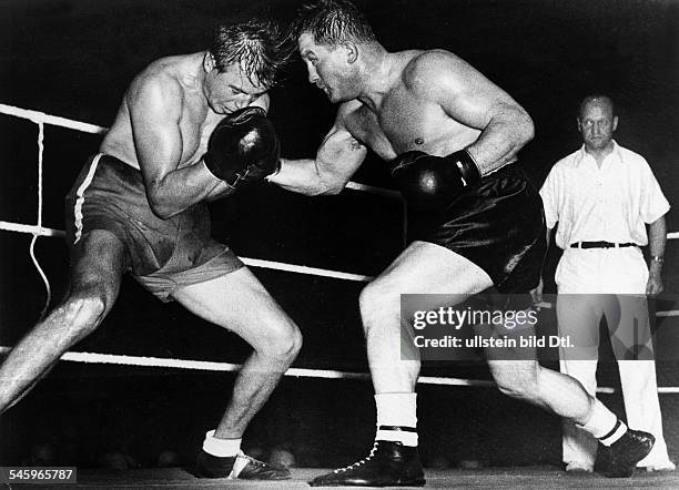 Gerhard Hecht Kampf gegen Karel Sys (re) im Sportpalast in Berlin, Nyhetsfoto