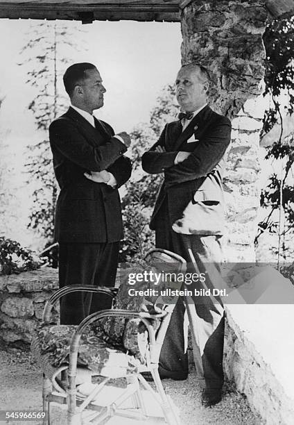 Ciano, Galeazzo - Politician, Italy*18.03..1944+Foreign Minister Ciano on a visit to Fuschl: Ciano and a Foreign Secretary Joachim v. Ribbentrop...