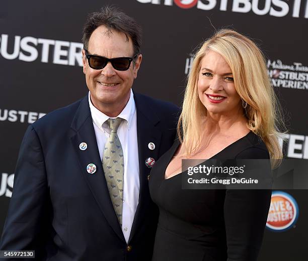 Actors Dan Aykroyd and Donna Dixon arrive at the premiere of Sony Pictures' "Ghostbusters" at TCL Chinese Theatre on July 9, 2016 in Hollywood,...